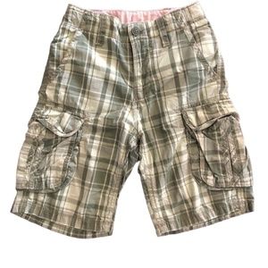 Boys Gap Kids Cargo Green Plaid Shorts 8 Slim